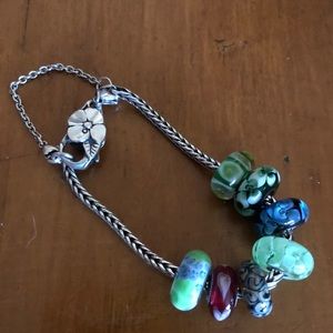 Authentic Troll bracelet,clasp with glass beads